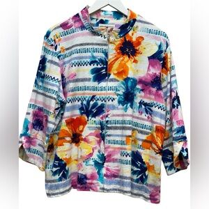 Women's Alfred Dunner Jacket Colorful Flowers Calypso PXL Cottagecore
